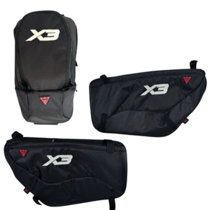 Can am Maverick X3 Side Doors Bags & Seat  Bag Black with X3 Glow Logo 3 pcs - Picture 1 of 7