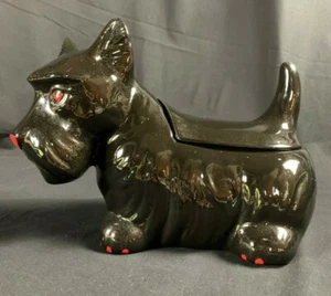 BLACK SCOTTISH TERRIER VINTAGE CERAMIC COOKIE JAR 1984-RARE - Picture 1 of 6