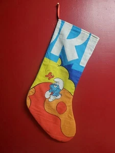 Christmas Stocking Handmade Fully Lined 20" Smurf Vintage Fabric - Picture 1 of 2