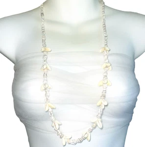 Vintage Shell Necklace Lei Hawaiian 34 Inch Cowrie Conch Luau Beach Wedding Hula - Picture 1 of 13