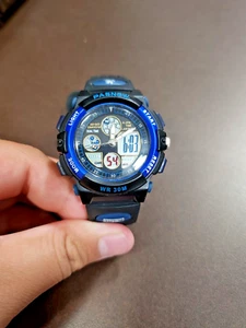 Pasnew Blue and Black Wrist Watch With Alarm, Stopwatch, Light Illumination - Picture 1 of 11