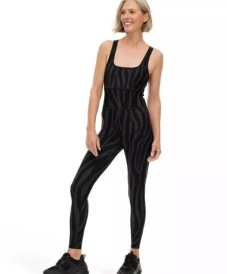 DVF Target Women’s XS Bodysuit Black Zebra Racerback Full Length One-Piece New - Image 1 of 4