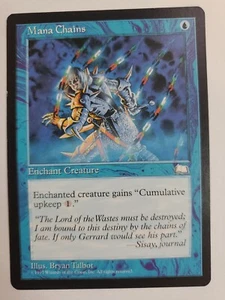 MTG Magic The Gathering Card Mana Chains Enchant Creature Blue Weatherlight 1997 - Picture 1 of 2