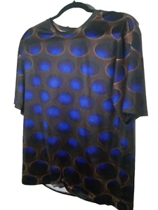 Men's M Athletic Shirt Brown Blue Spots - Picture 1 of 5