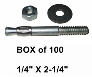 Qty 100 Molly Parabolt Concrete Anchors 1/4" X 2-1/4" PB-14-214 - Picture 1 of 9
