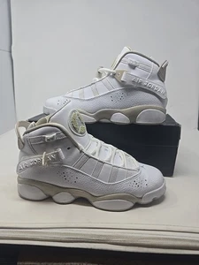 Scarpe Nike Jordan 6 anelli ragazzo taglia 5,5 anni bianche basket retrò cerchi sneakers - Foto 1 di 8