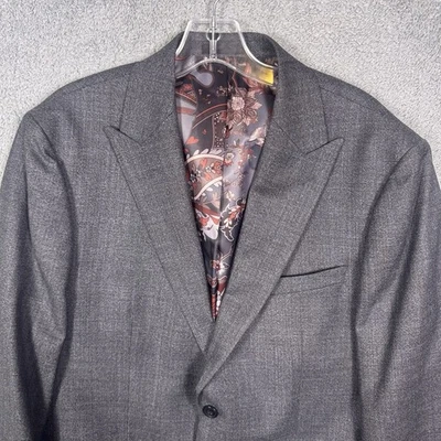 Abrigo Deportivo Tallia Naranja Etiqueta Hombres 42R Pico Blazer Traje Chaqueta Floral Forrado Preppy Foto 1 de 4