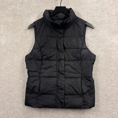Chaleco acolchado Gap Puffer para mujer talla pequeña negro sin mangas bolsillos cremallera completa Foto 1 de 4