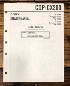 Sony CDP-CX200 CD Player Supp. Service Manual *Original* - Picture 1 of 1