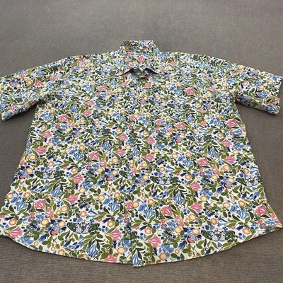 Camisa floral de cachemira Alan River para hombre XL manga corta abotonada colorida Foto 1 de 4
