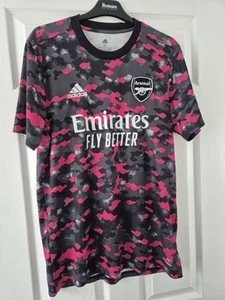 Ladies Arsenal Adidas Pink/ Black Camo. Pre-Match Football Shirt 2021-2022. M. - Picture 1 of 6