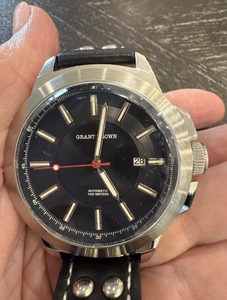 Grant Brown Aeromatic Black Dial 45 mm 9420B NH35 Automatic w/ Black Leather - Picture 1 of 14