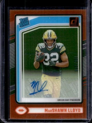 2024 Panini Clearly Donruss MarShawn Lloyd Rated Rookie Auto Orange #106/249 - Image 1 of 2