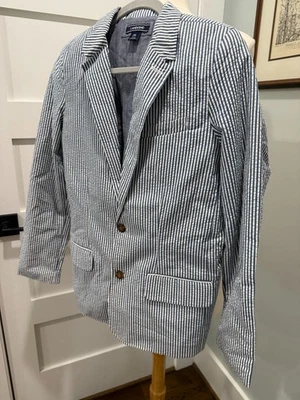 Land's End молодежи XL (18-20) все хлопок Seersucker блейзер/куртка - Изображение 1 из 4