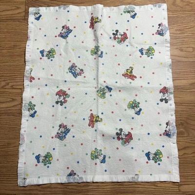 Vintage Disney Baby Blanket Characters Mickey Minnie Pluto Donald - Image 1 of 4