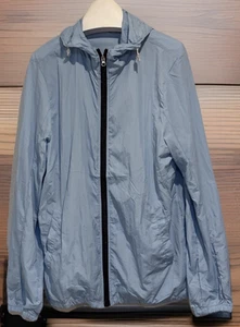 Womens Blue Windbreaker Jacket Hoodie Blue Zipper Front Size 2XL Bust 44" - Picture 1 of 9