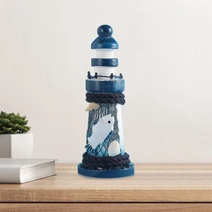 Wood Lighthouse Statue Desktop Ornament Art Crafts Centerpiece Collection - Picture 1 of 5