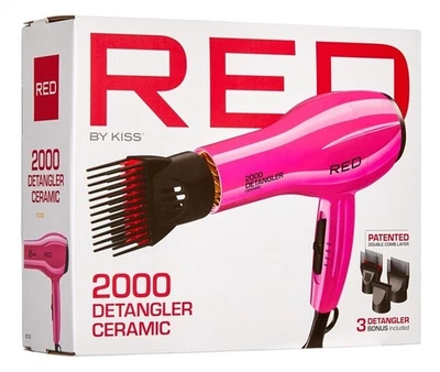 BL Kiss Red Dryer 2000 Detangler 陶瓷 3 个附件粉色 — 第 1/2 张图片