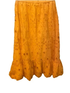 Falda midi con ojales, talla L Walter Baker Mannie en jengibre mostaza ojales dorados - Imagen 1 de 7