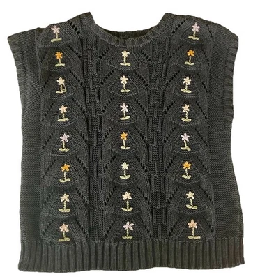 Colete suéter preto feito à mão The Villager 2x 40/42. - Imagem 1 de 4