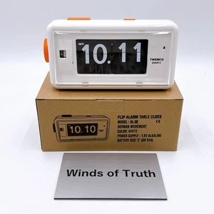 TWEMCO Wecker Tisch Flip Clock AL30 Patapata Weiß Quarz 105 × 200 × 80 mm Neu - Bild 1 von 12