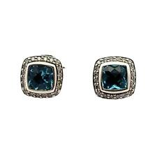 David Yurman Albion Diamond & Blue Topaz Sterling Silver Stud Earrings