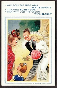Postcard Bamforth Comic brown triangle Number 995 bride and groom - Picture 1 of 2