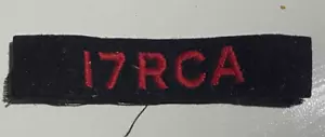 Original Segunda Guerra Mundial 17rh Artillería Real Canadiense Título de Hombro Ejército Canadiense 17 RCA - Imagen 1 de 2