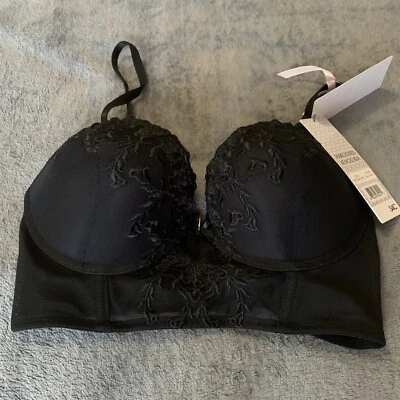 Sujetador Daisy Fuentes Push Up Bordado Llavero Talla 34 C Negro Nuevo con Etiquetas  Foto 1 de 4