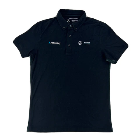 Mercedes Benz AMG Petronas Shirt Mens M Black Short Sleeve Polo Logo Formula One Cover