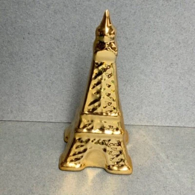 Ceramic Statue Decor Eiffel Tower Shiny Gold French France Retro Boho - Image 1 of 3