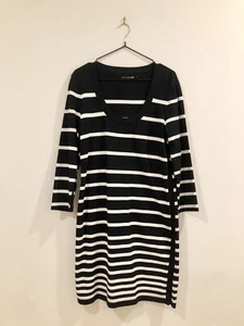 Rag & Bone Black/White Striped Long Sleeve Knit Dress, Size L - Picture 1 of 5