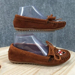 Minnetonka Shoes Womens 6.5 Thunderbird Moccasin Slip On Comfort Brown Suede - Picture 1 of 14