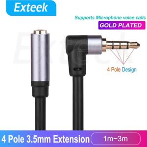 3.5mm Angle Male to Female Extension Cable with Mic Stereo Audio Cable 4 Pole AU