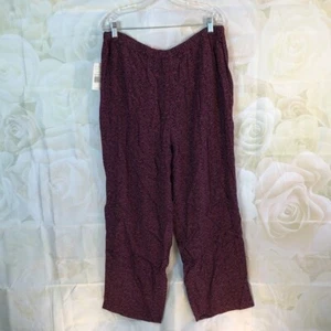 NWT Liz Clairborne burgundy/black print pant - Picture 1 of 9