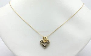 Collar Oro Amarillo 10k YG Delgado Diseño Personalizado 18" Diamante Corazón Dije 2g #9984 - Imagen 1 de 1