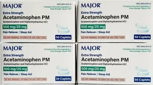 Major Acetaminophen PM 500mg 50ct-4 Pack (200 Tablets)-Exp Date-12-2025 - Picture 1 of 4