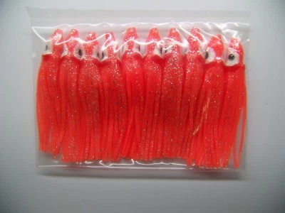 CHALLENGER 2-1/8" Octopus Squid Skirt North Pacific Trolling Lure Vinyl Glow 10 Pack