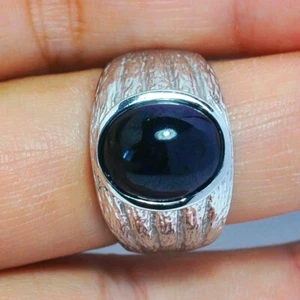 MERAVIGLIOSO ANELLO IN ARGENTO CON ZAFFIRO BLU NATURALE 13,20 CT - Foto 1 di 5