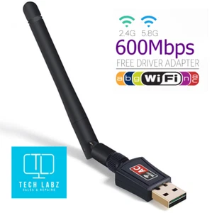 600Mbps Wireless USB WiFi Adapter Dongle LAN 802.11/b/g/n 2.4Ghz Laptop PC - Afbeelding 1 van 4