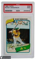 1980 Topps #482 Athletics A's HOF Rickey Henderson RC Rookie Card PSA 9 Mint