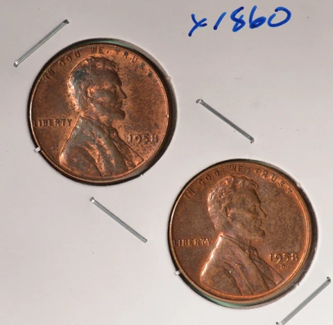 1958-P + 1958-D USA Lincoln Wheat Cent Set - INV# X-1860  🇺🇸🇺🇸 Cover