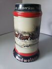 Vintage 1990 Budweiser Holiday Christmas Beer Stein Clydesdales by Susan Sampson for sale
