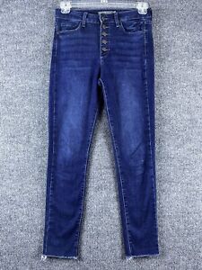 Just USA Jeans Women's 6 Skinny Hi-Rise Button Fly Dark Wash Denim Pants Raw Hem