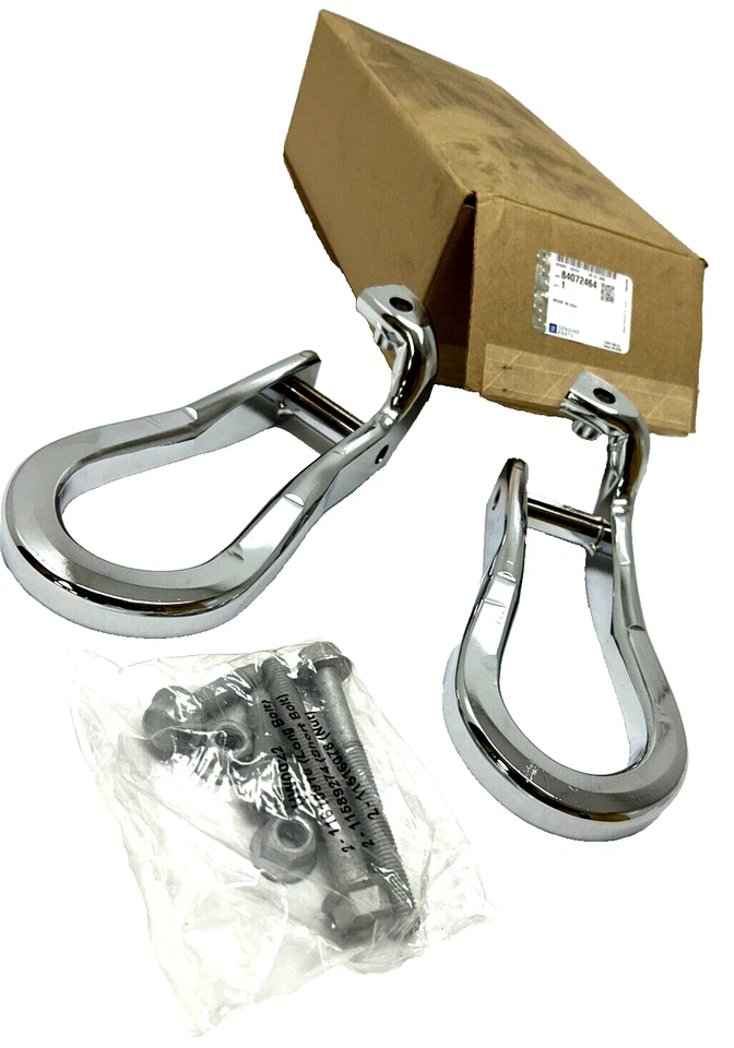 Ganchos de remolque de recuperación cromados GM 84072464 OEM 15-2019 Silverado Sierra 2500 3500 HD Foto 1 de 4