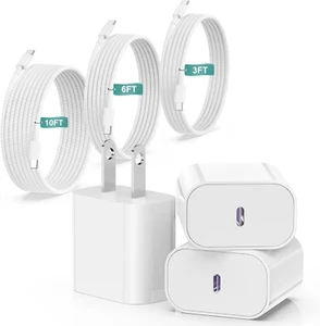 Iphone 16 15 Charger Fast Charging 20W USB C Wall Charger Block with 3 Pack [3Ft - Picture 1 of 12
