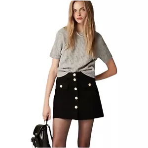 J Crew Damen-Minirock schwarz dunkel gespült Denim goldfarbene Knopfleiste Größe 2 - Bild 1 von 8