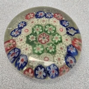 Vintage Chinese Paperweight Art Glass Multi Color Millediori Flower Pattern - Picture 1 of 5