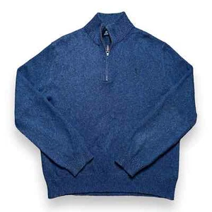 Polo Ralph Lauren Para Hombre Talla Grande Tejido Pullover 1/4 Cremallera Suéter Azul Marino - Imagen 1 de 8