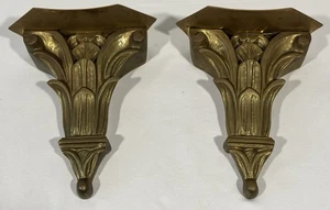 Vintage massiv Messing schwer Wandleuchter Regal MCM Hollywood Regency - Bild 1 von 6